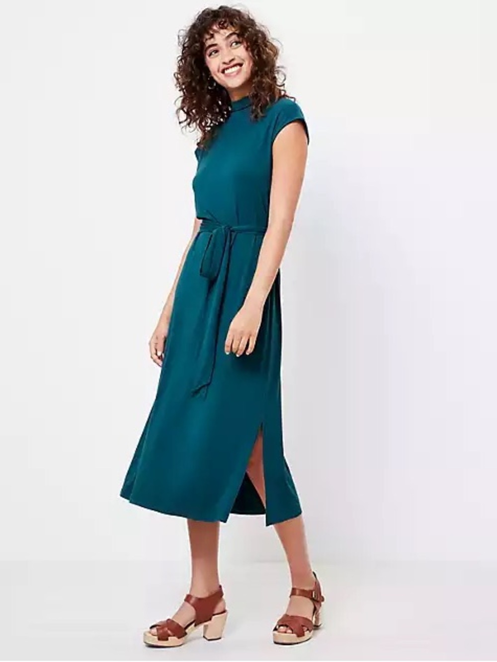Mock Neck Midi Dress